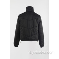 Cappotto con cerniera imbottito nero con collo Stand